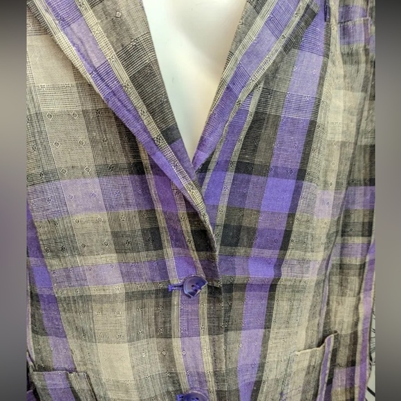 MONDI Germany vintage 100% Linen plaid blazer - Picture 7 of 7